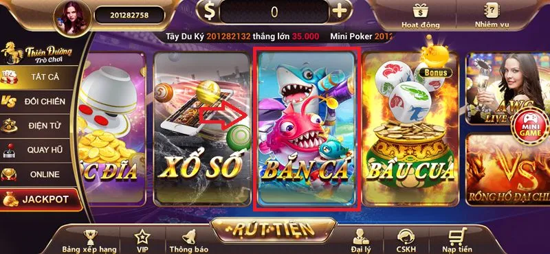 Không khó để bạn tìm thấy biểu tượng game bắn cá